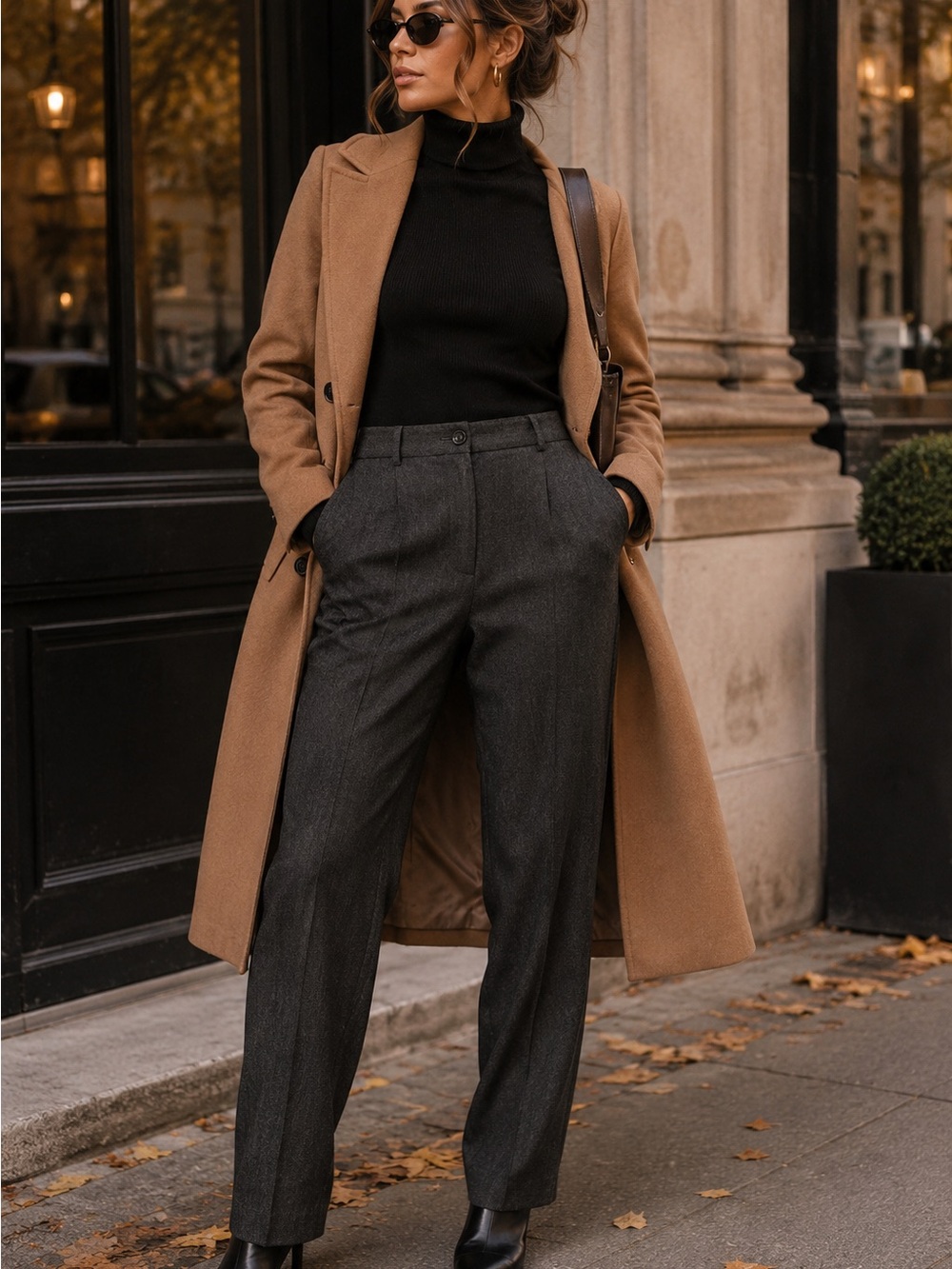 Harvé Benard Wool Trousers Women’s Size 12 Gray 100% Wool Tailored Dress Pants